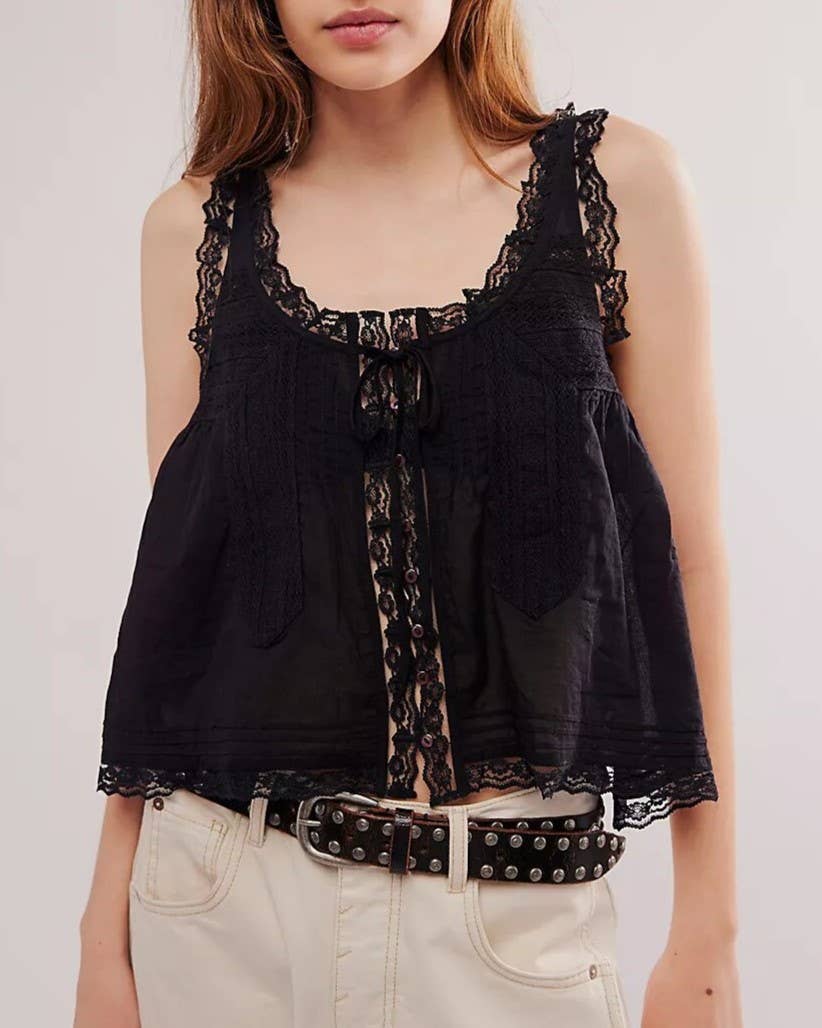 Rosa Clothing - Y2K Sexy Lace Patchwork Buttons Camisole
