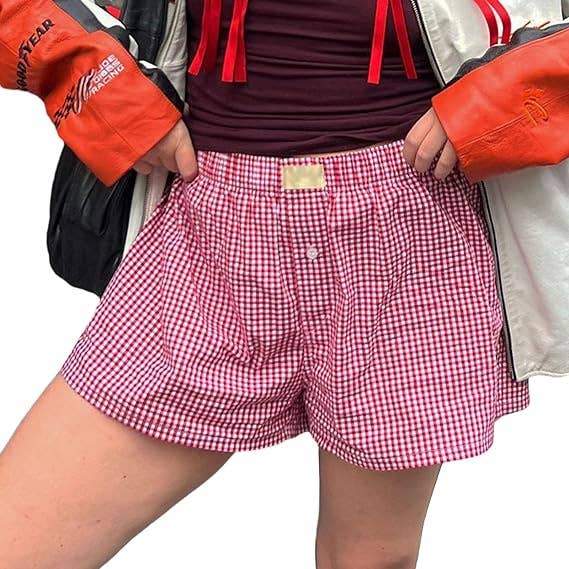 Rosa Clothing - Gingham Pull-On Boxer Shorts