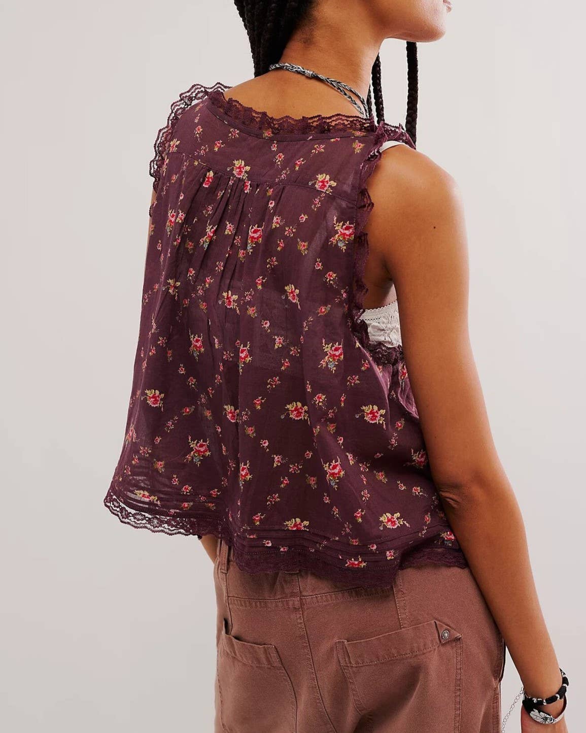 Rosa Clothing - Y2K Sexy Lace Patchwork Buttons Camisole