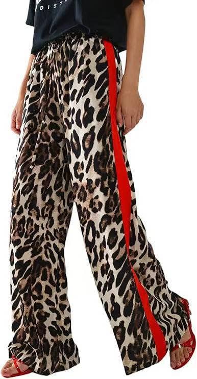 Rosa Clothing - Leopard Print Patchwork Elegant Wide-Leg Women's Pants