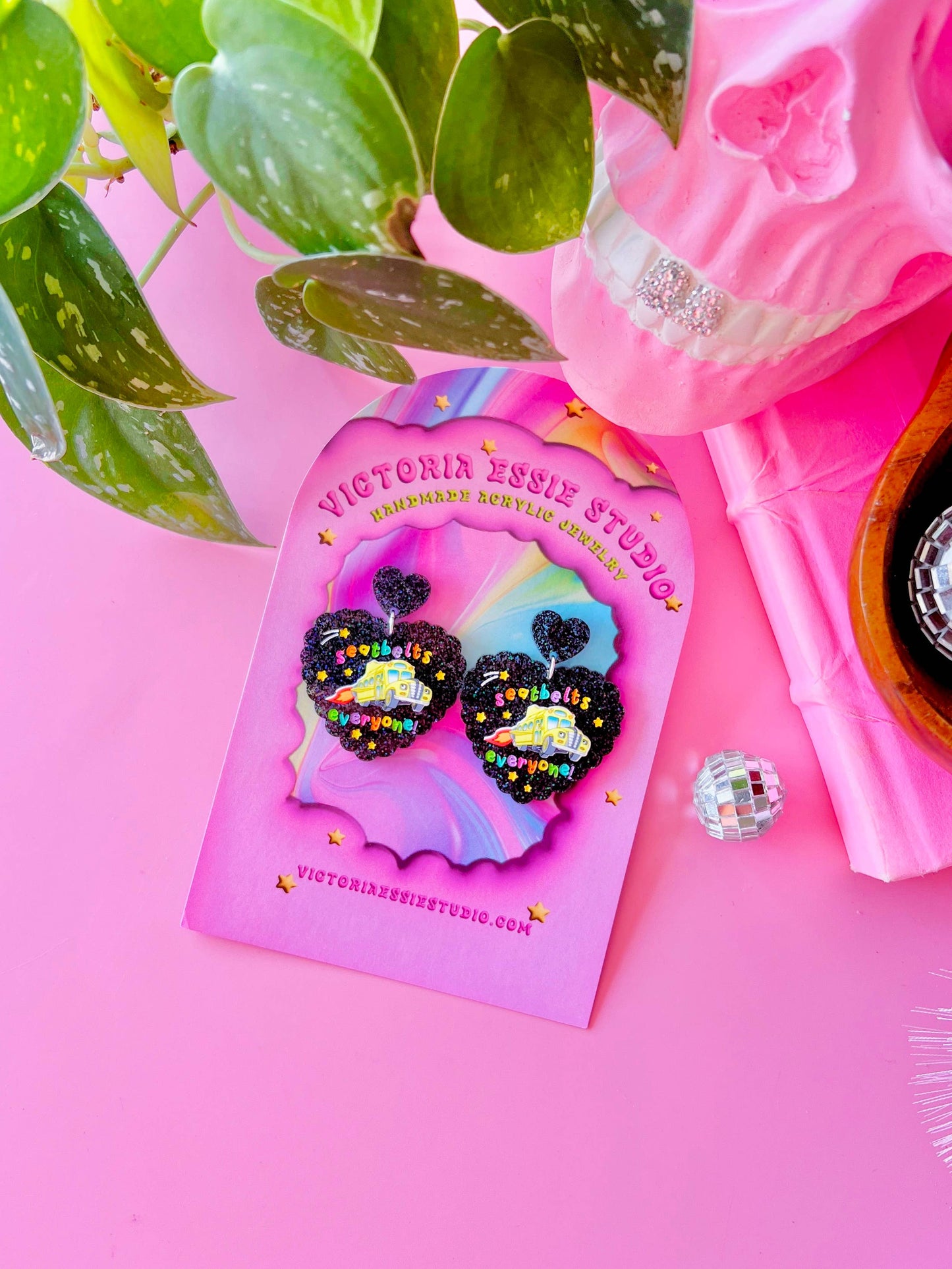 Victoria Essie Studio - Seatbelts Everyone! Magic school bus Earrings