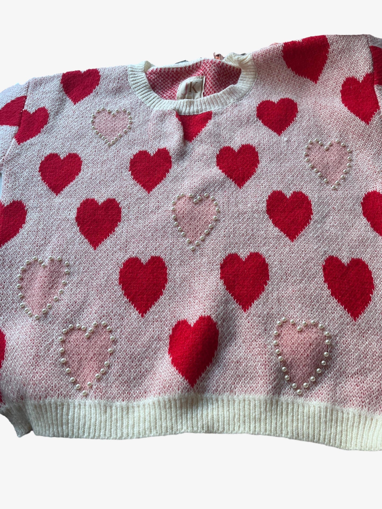 LiveFashionWay - Hearts Pearl Embroidered Sweater