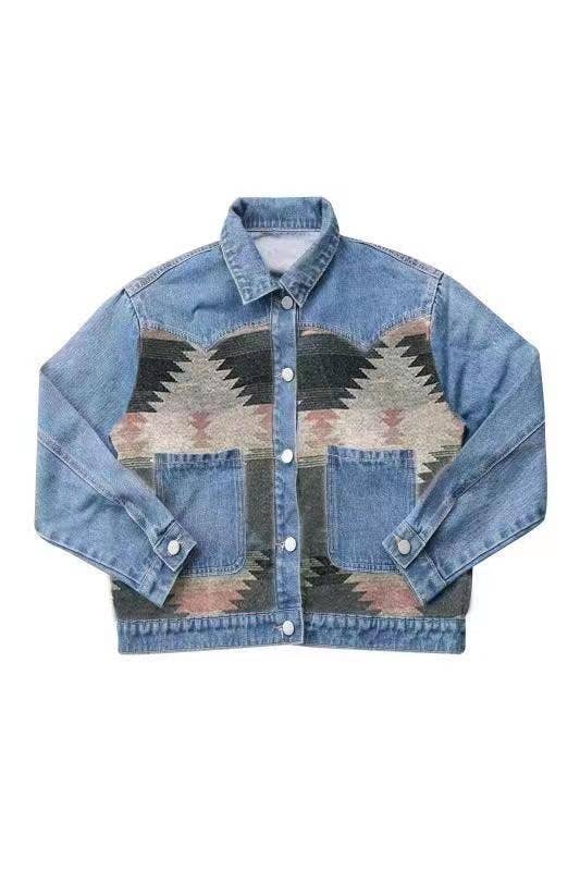 Miss Sparkling - Denim Jacket with contrast fabric