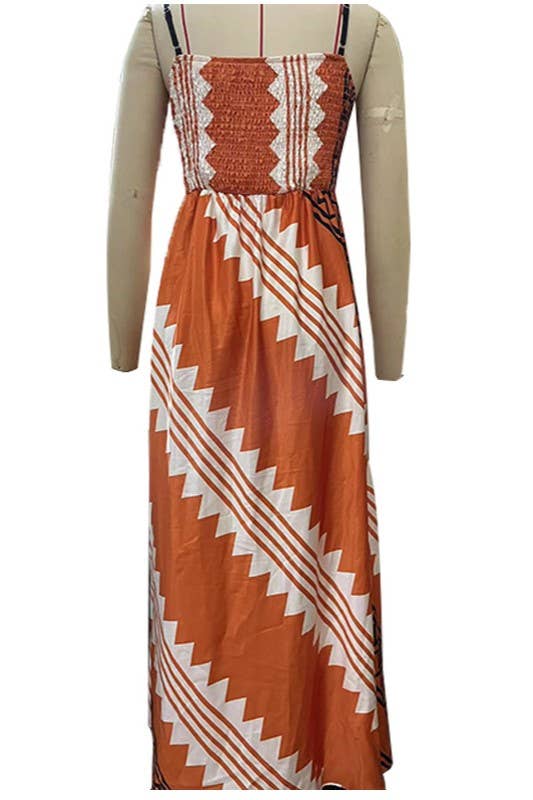 Rosa - AztecPrint Slip Midi Dress