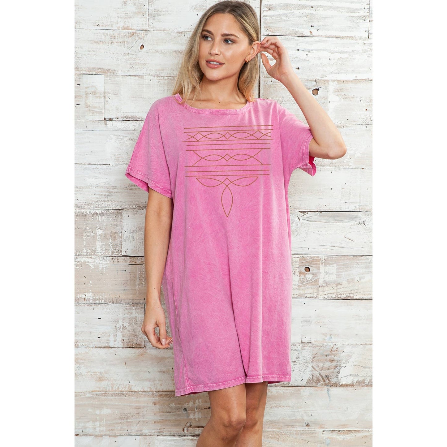 Amused by Blue - Stitch Bull head Western - Mineral Wash DRESS