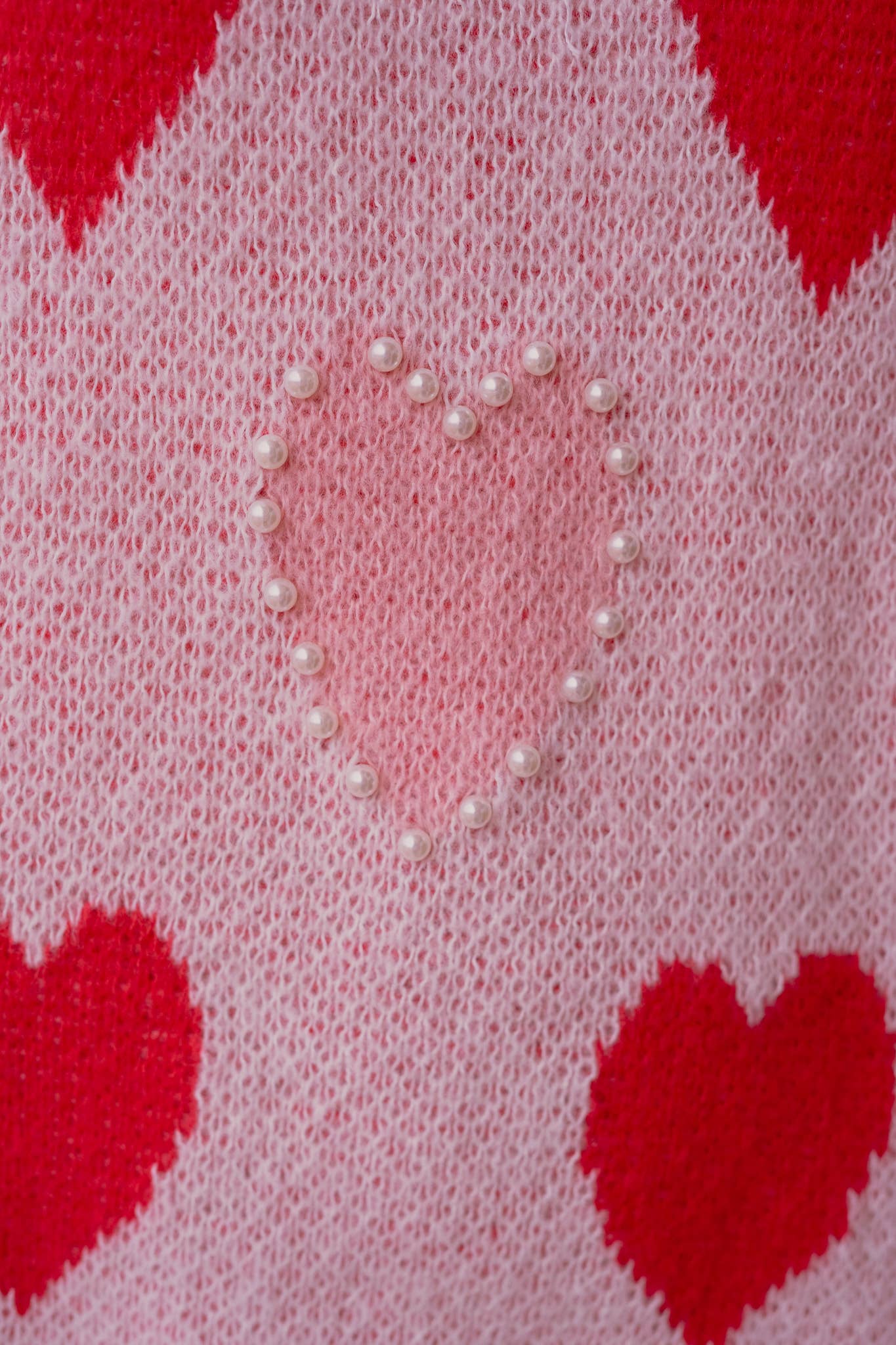 LiveFashionWay - Hearts Pearl Embroidered Sweater