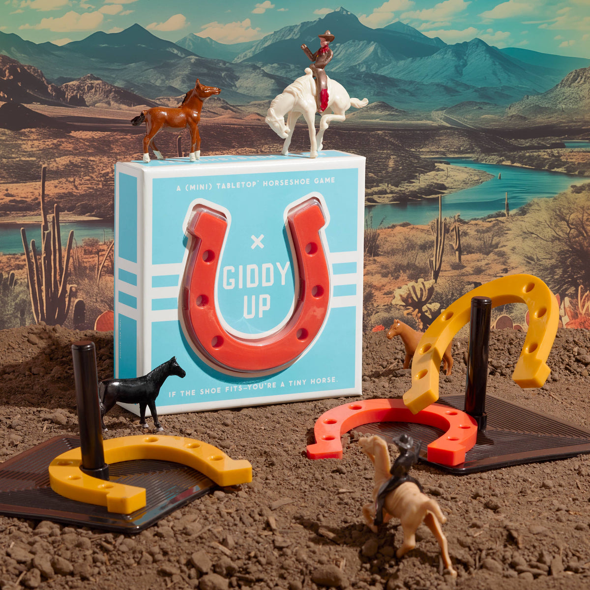 Chronicle Books - Brass Monkey Giddy Up Tabletop Horseshoes Game