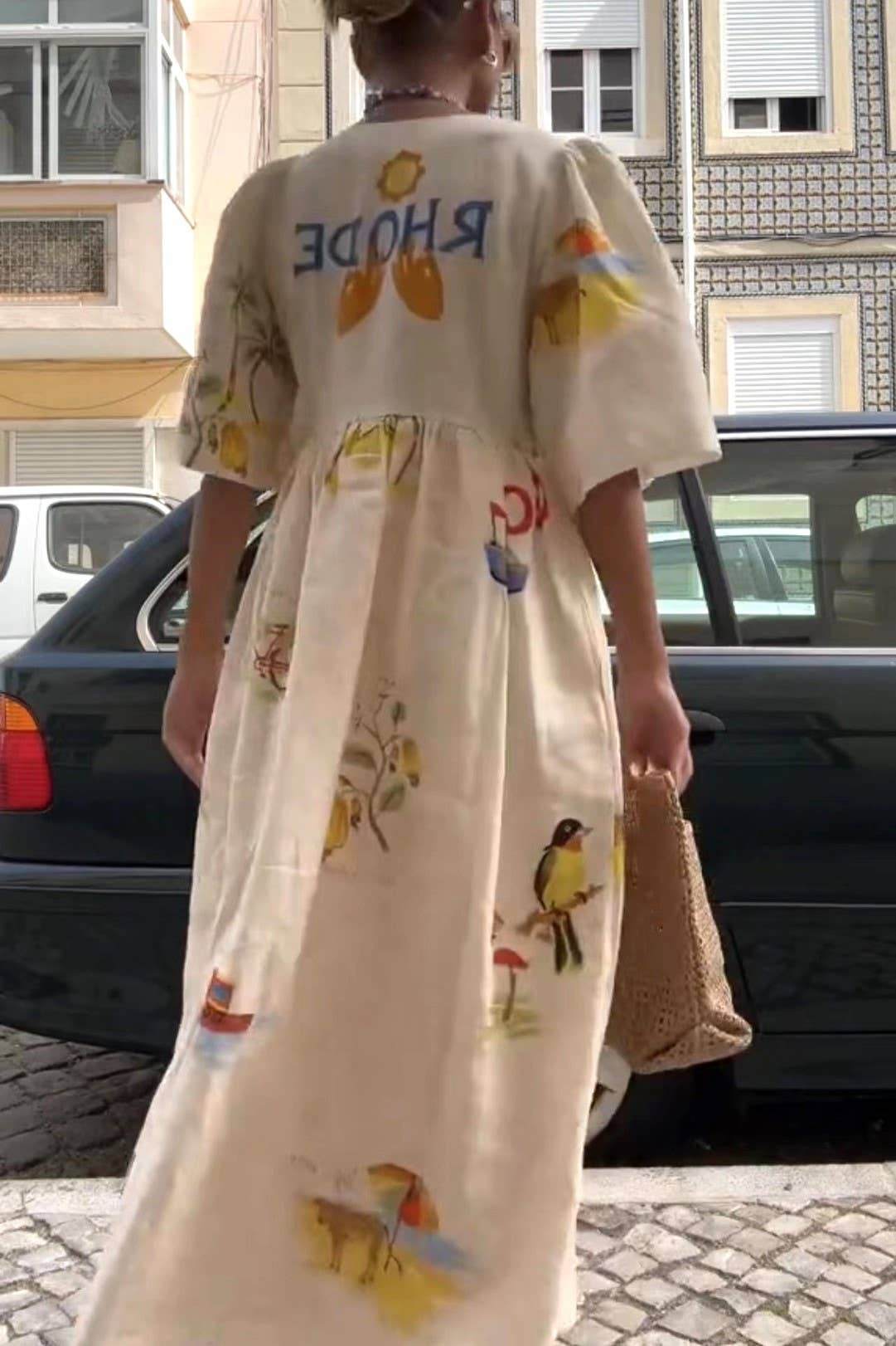 Rosa Clothing - Fashion Print V-Neck Cute Loose Dress