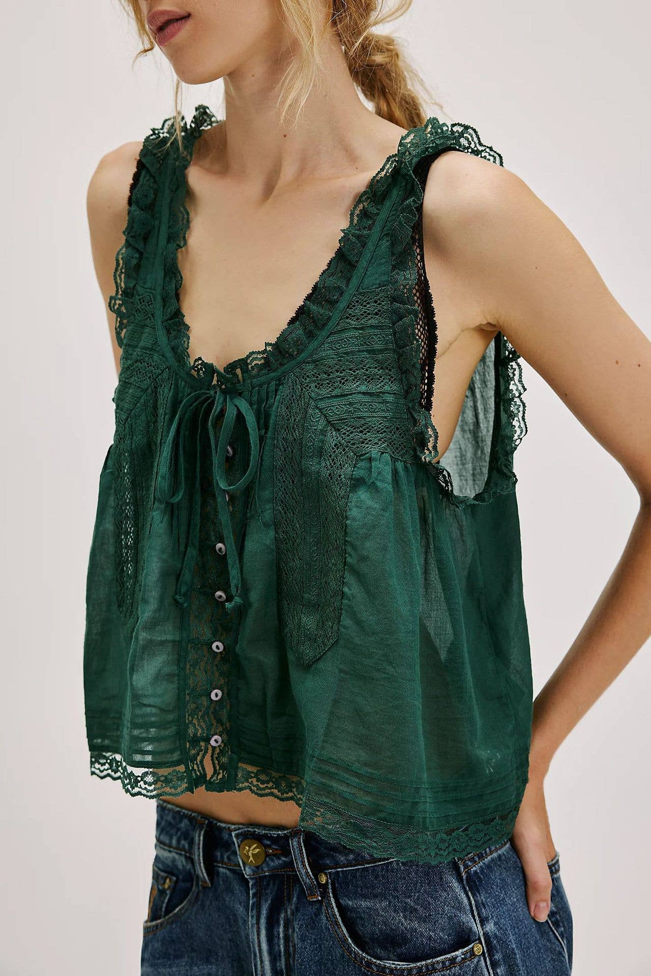 Rosa Clothing - Y2K Sexy Lace Patchwork Buttons Camisole
