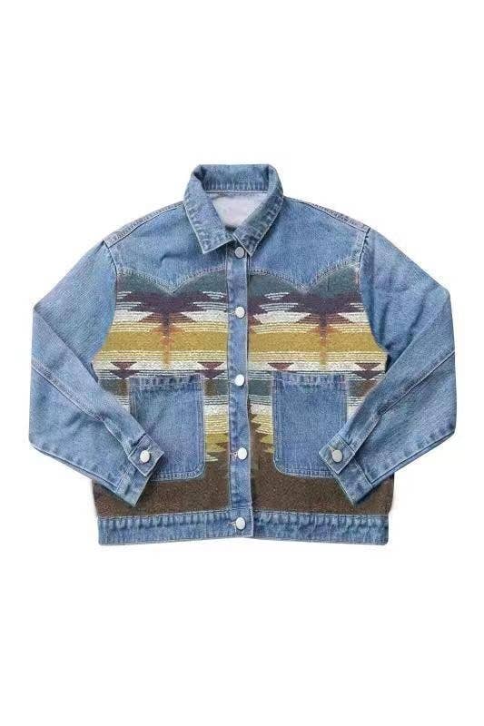 Miss Sparkling - Denim Jacket with contrast fabric