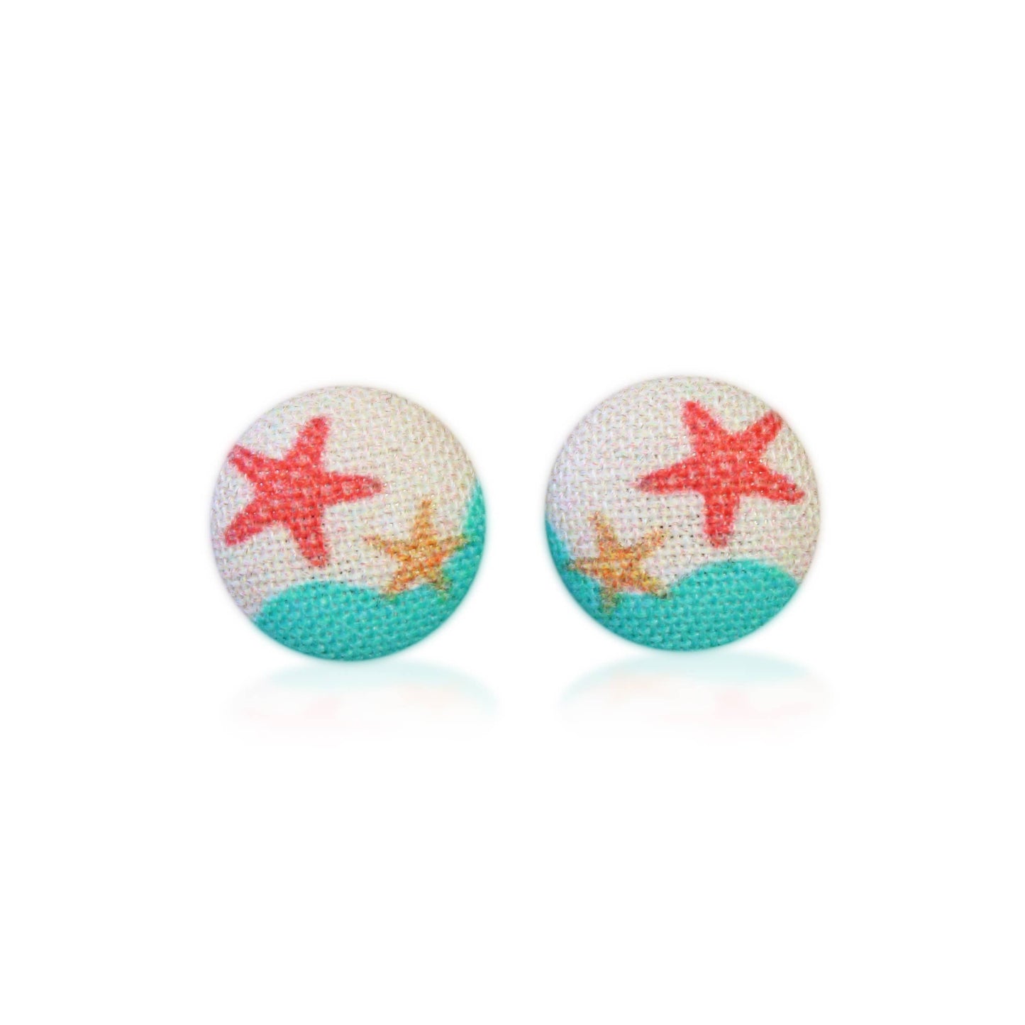 Beach Fabric Button Earrings