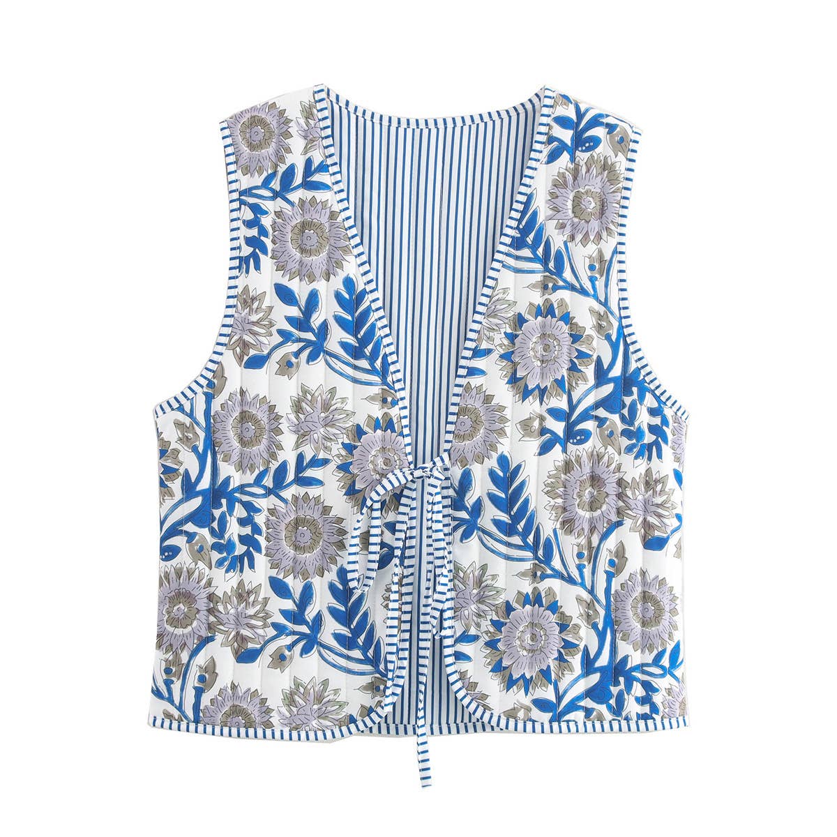 Rosa Clothing - Literary Retro Print Tether Padded Vest