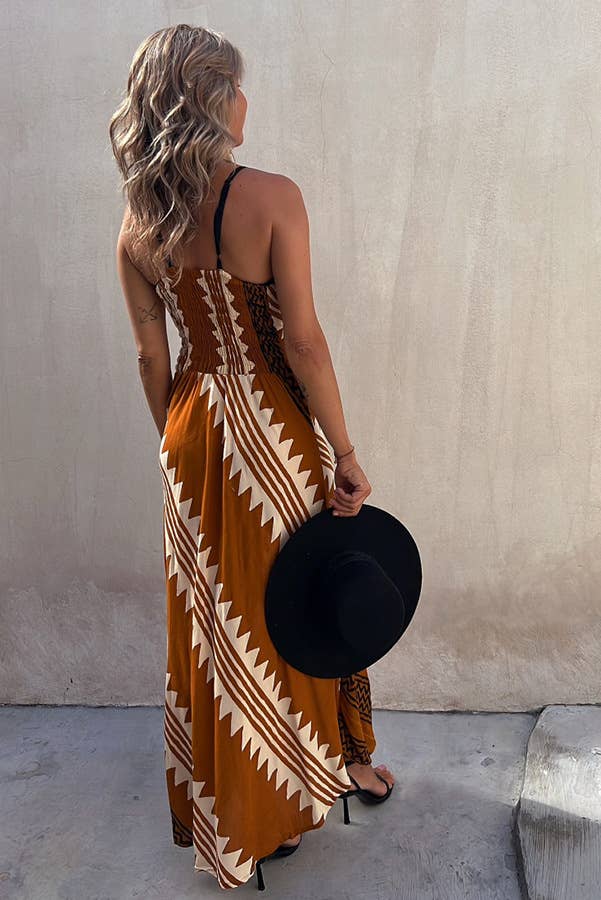 Rosa - AztecPrint Slip Midi Dress