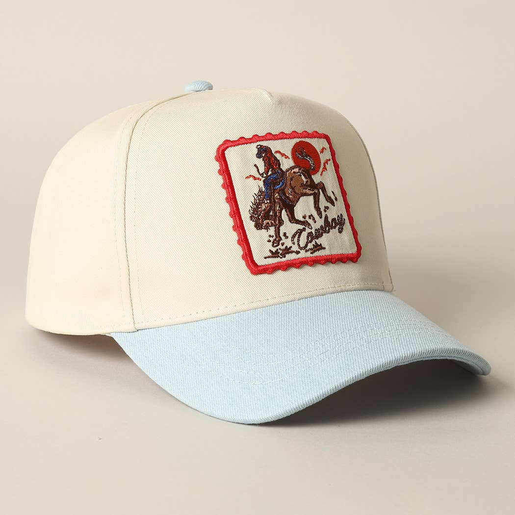 Fashion City - Detailed Cowboy Horse Embroidery Patch Denim Cap