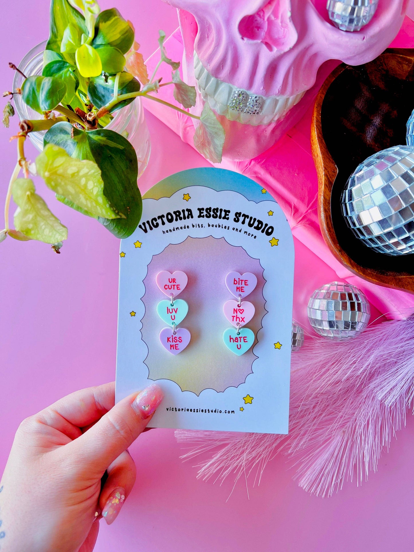 Victoria Essie Studio - Conversation Heart Valentine's Day Earrings