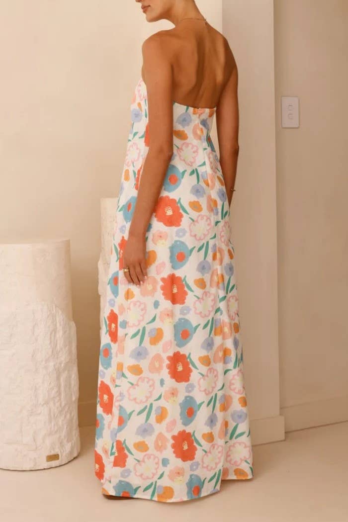 Rosa Clothing - Western cowgirl Desert Theme print strapless dress