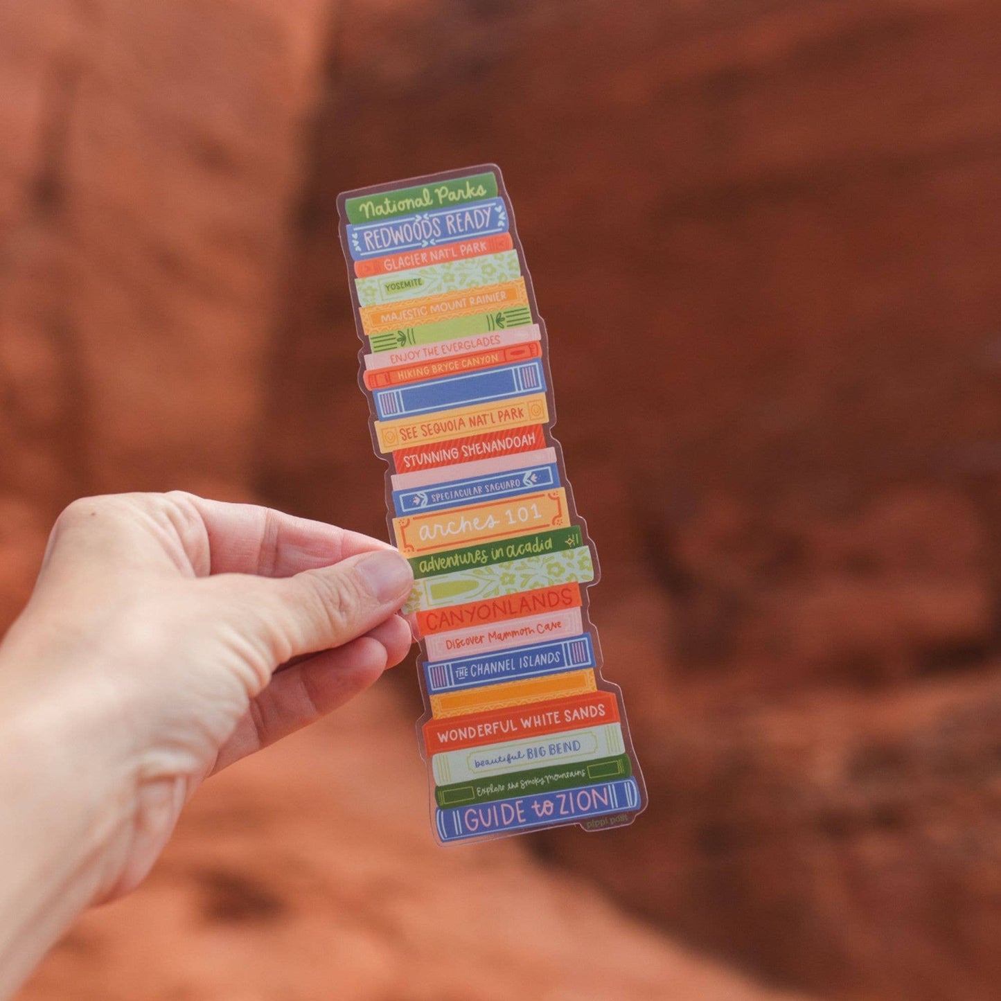 Pippi Post - National Parks Book Stack Transparent Bookmark