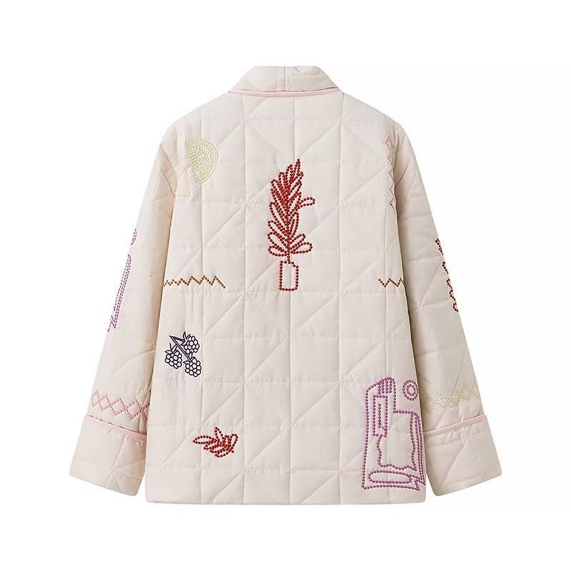 Rosa Clothing - Street Fashion Embroidered Kimono Padded Jacket