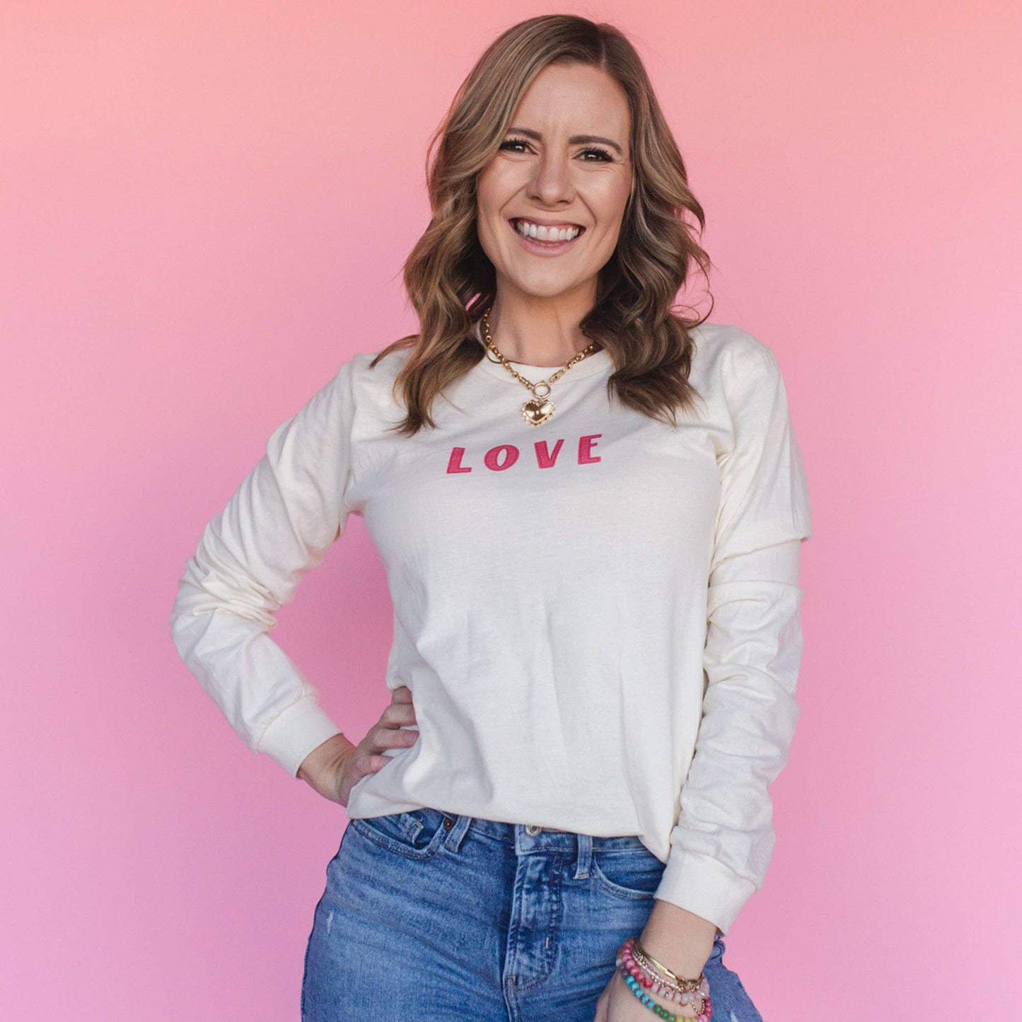 Pippi Post - All You Need Is Love - Long Sleeve Tee - Natural