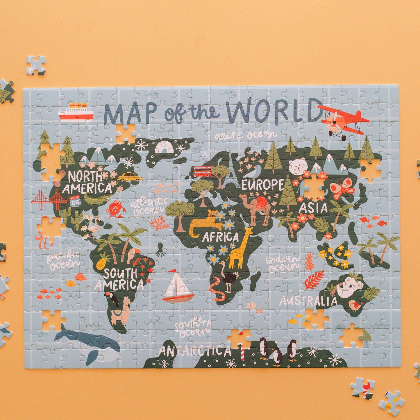 Pippi Post - Map of the World - 300 Piece Jigsaw Puzzle