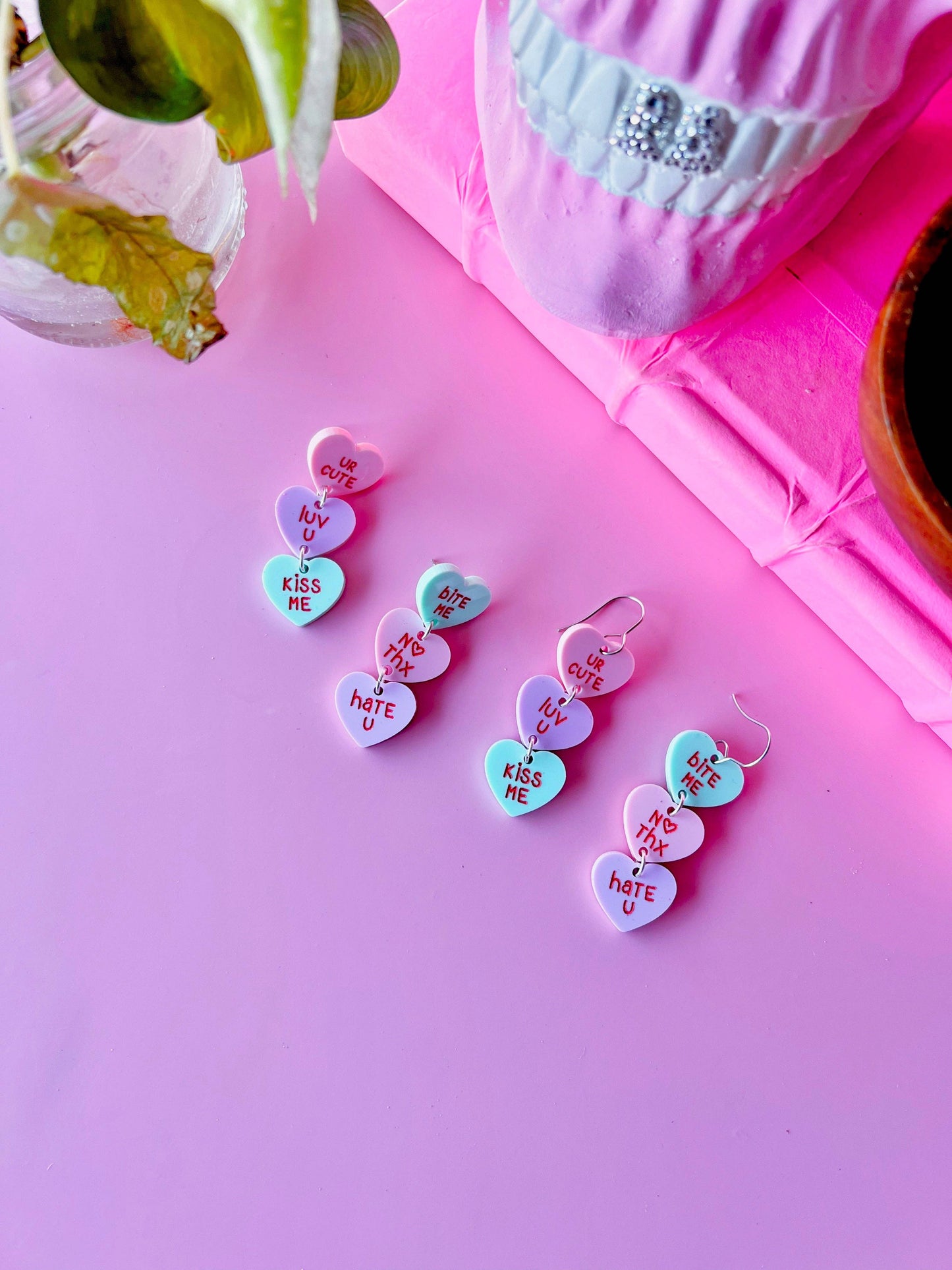 Victoria Essie Studio - Conversation Heart Valentine's Day Earrings