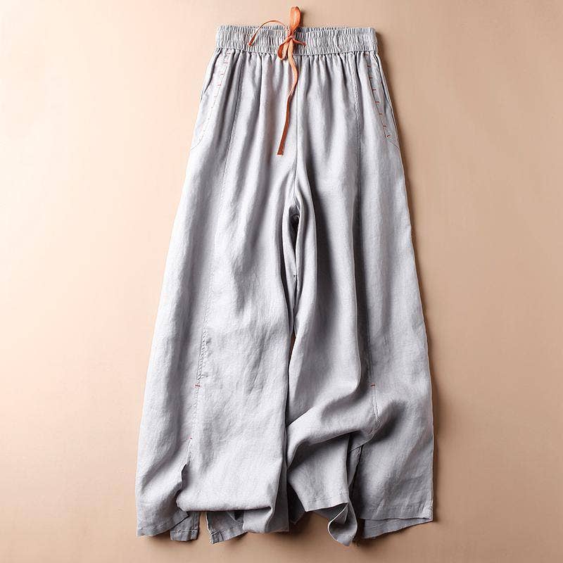 Rosa Clothing - Comfy Daily Elastic Waist Drawstring Wide Leg Pants
