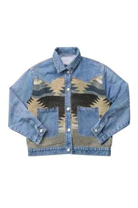 Miss Sparkling - Denim Jacket with contrast fabric