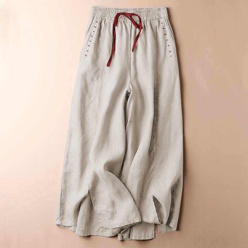 Rosa Clothing - Comfy Daily Elastic Waist Drawstring Wide Leg Pants