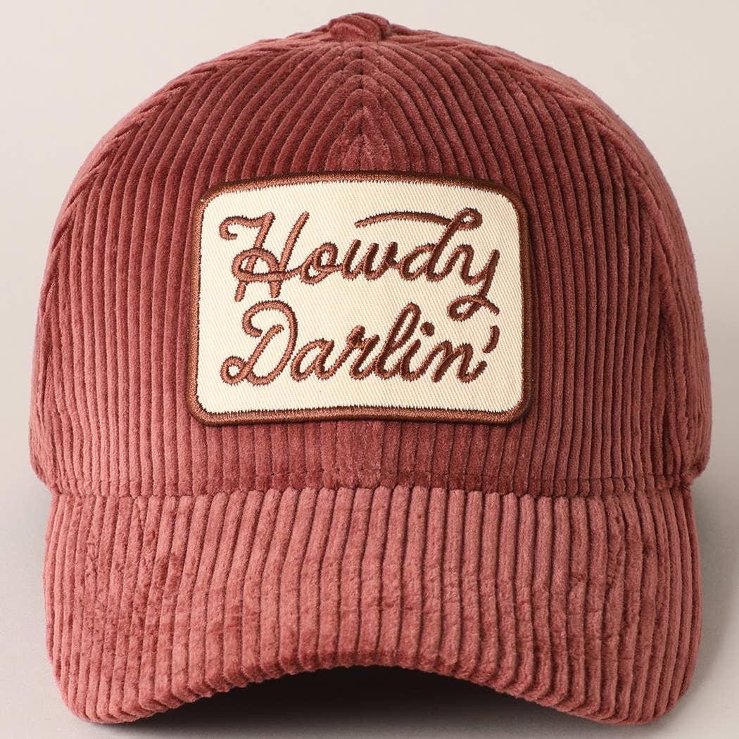 Fashion City - Howdy Darlin' Embroidery Patch Corduroy Cap