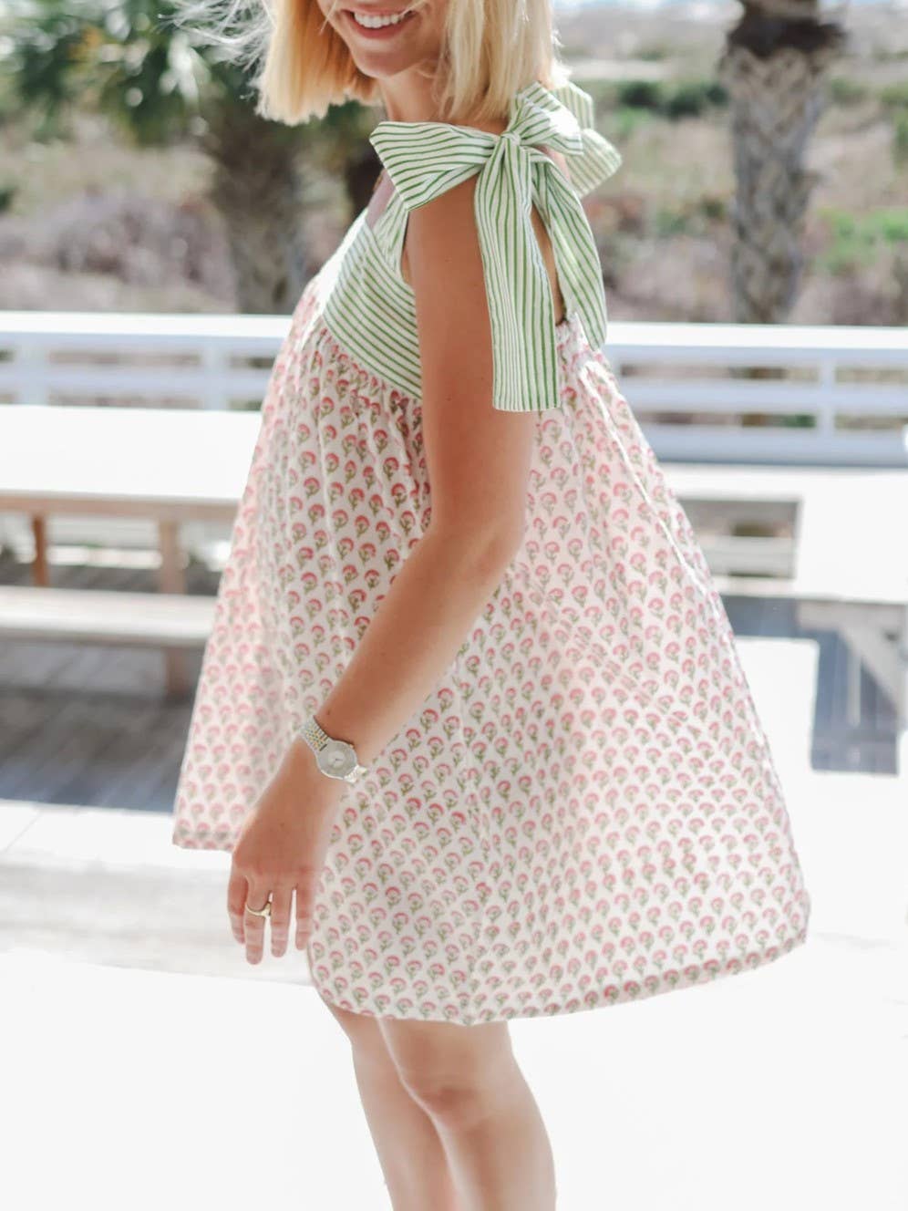 Rosa Clothing - Cecina floral bow tie straps mini dress sleep dress