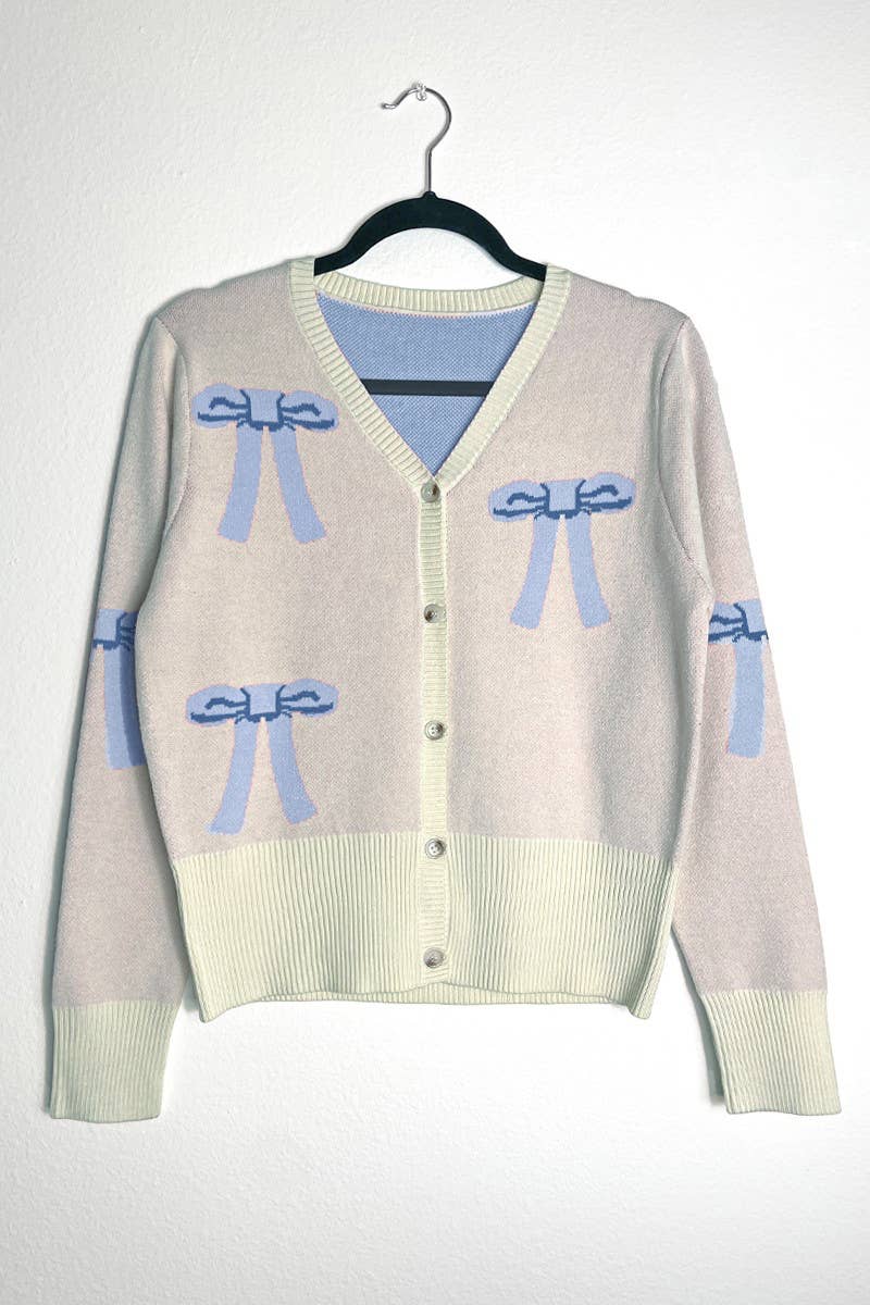 Miss Sparkling - Cropped knit bow cardigan