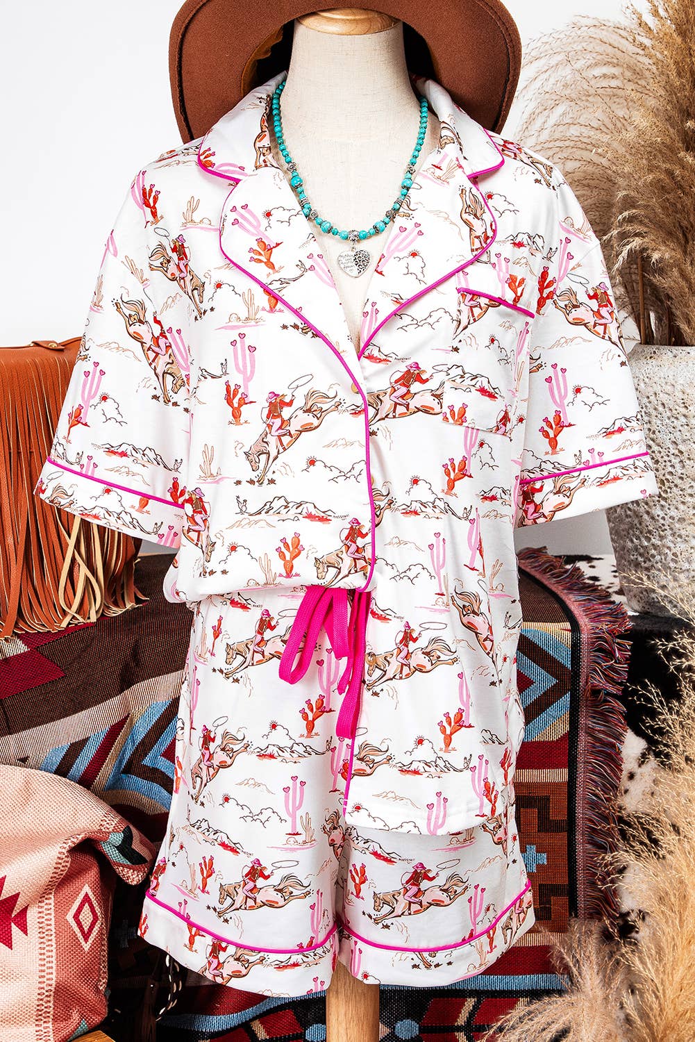 fashionworks - Fashion-W Western Cowgirl Country Print Pajamas Set