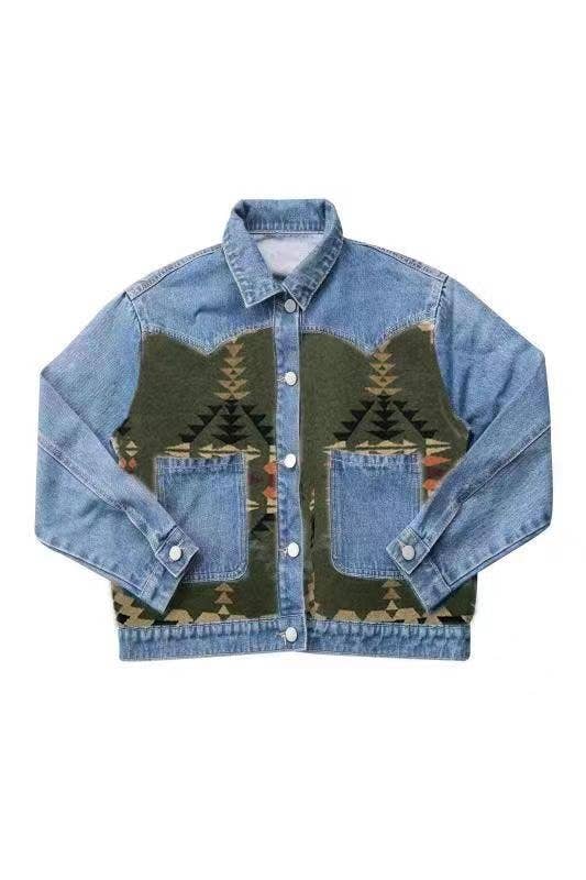Miss Sparkling - Denim Jacket with contrast fabric