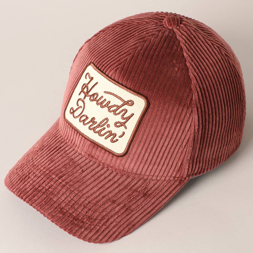 Fashion City - Howdy Darlin' Embroidery Patch Corduroy Cap