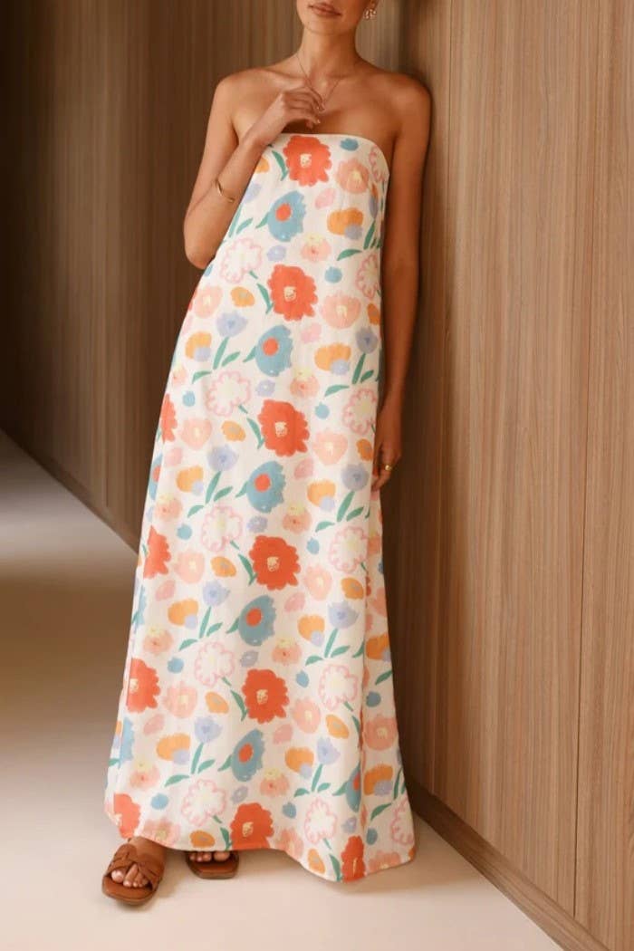 Rosa Clothing - Western cowgirl Desert Theme print strapless dress