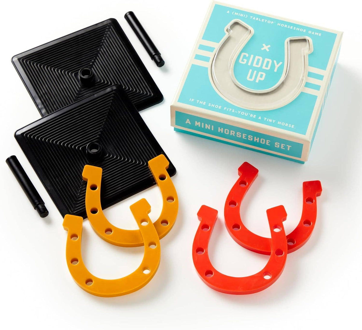 Chronicle Books - Brass Monkey Giddy Up Tabletop Horseshoes Game