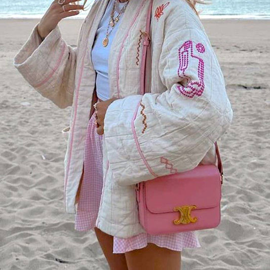 Rosa Clothing - Street Fashion Embroidered Kimono Padded Jacket
