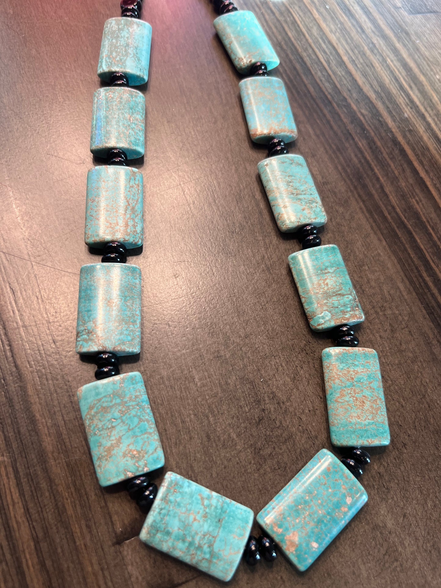 Turquoise and Black Onyx Beaded Necklace