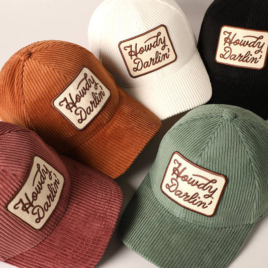 Fashion City - Howdy Darlin' Embroidery Patch Corduroy Cap