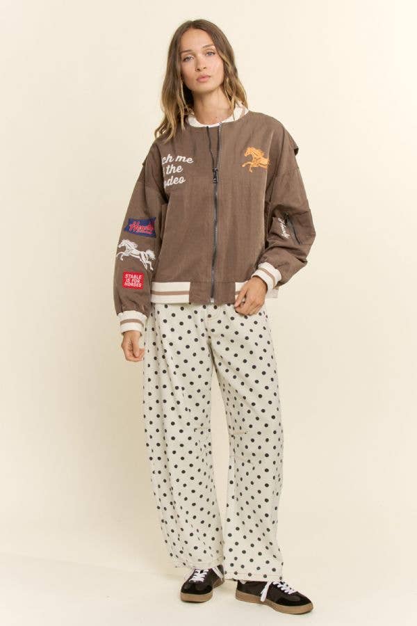 Davi & Dani - Retro Rodeo Embroidered Bomber Jacket