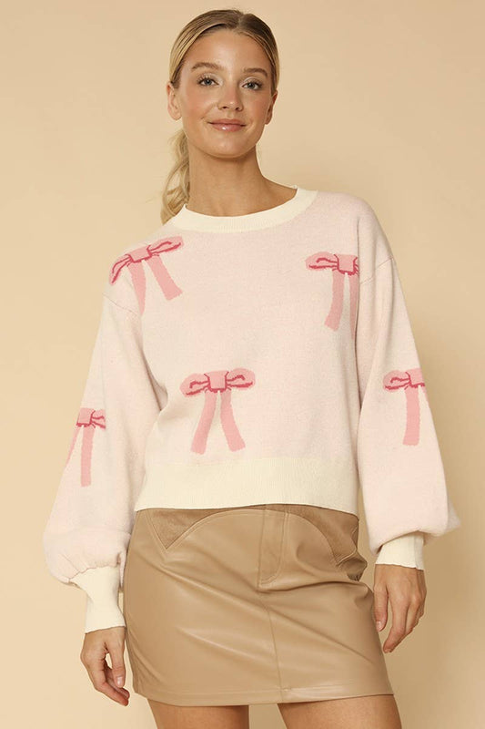 Miss Sparkling - Bow knit sweater