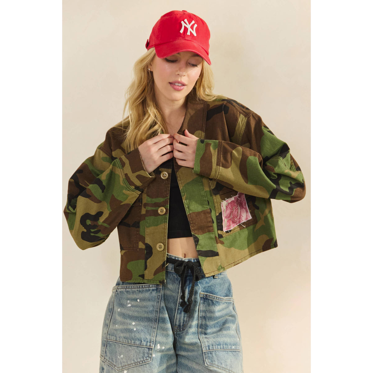 Veveret - Camo Sequins Contrast Jacket