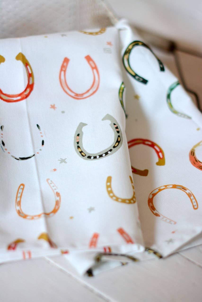 Colorful Horseshoes Towel: Western Kitchen Tea Towel