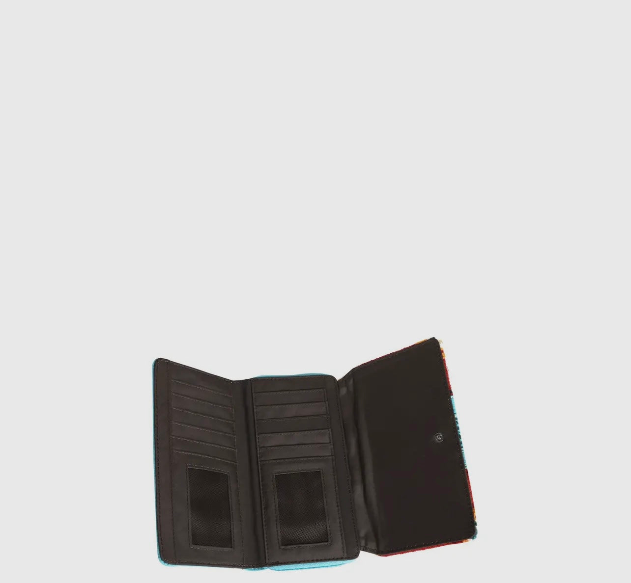 Leather Aztec Wallet - Turquoise and Red