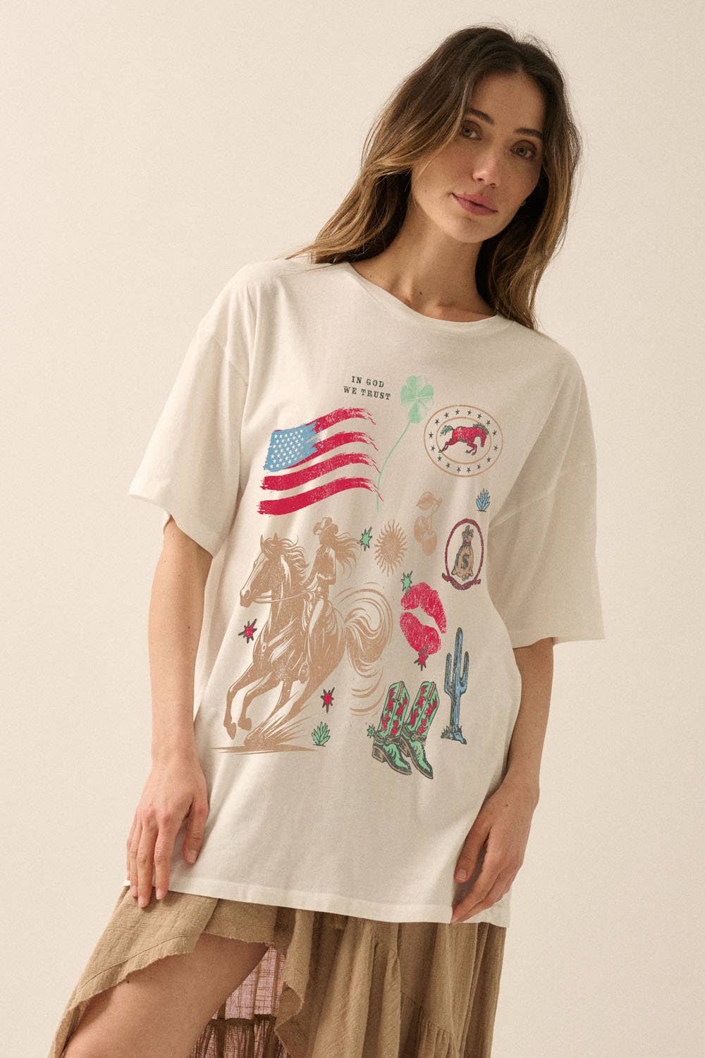 Promesa USA - Americana Vintage-Print Oversize Graphic Tee