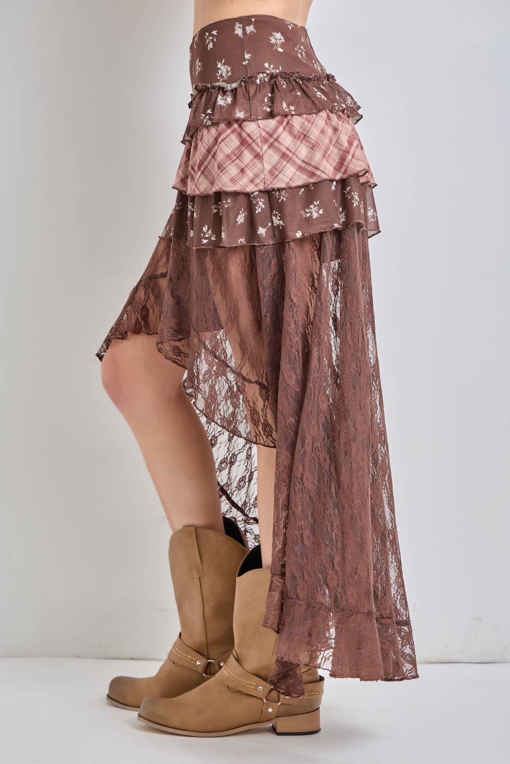 Baevely by Wellmade USA - PRINTED TIERED MAXI SKIRT