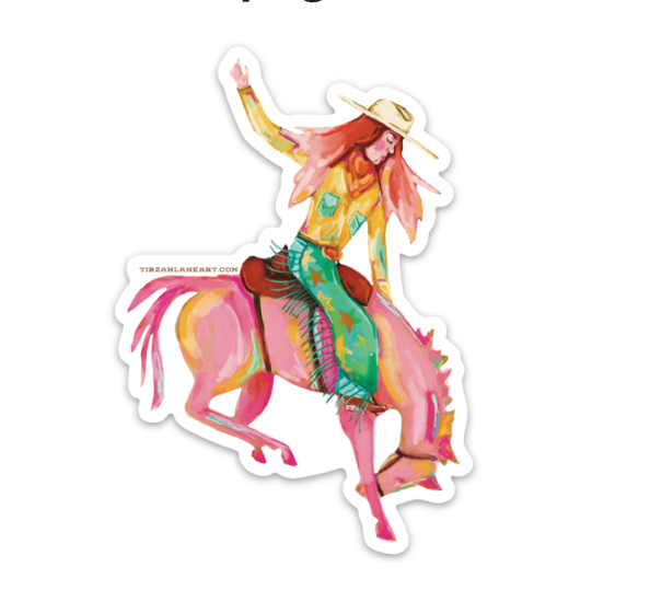 Western Cowgirl Bronco Matte Waterproof Sticker