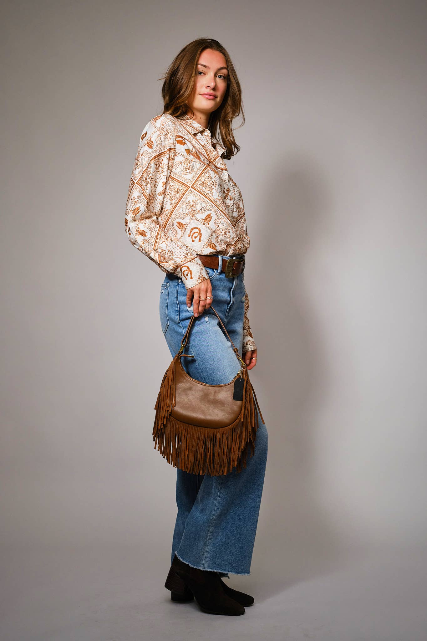 Blue B - 36841T - Western Printed Long Sleeve Button-Up Shirt