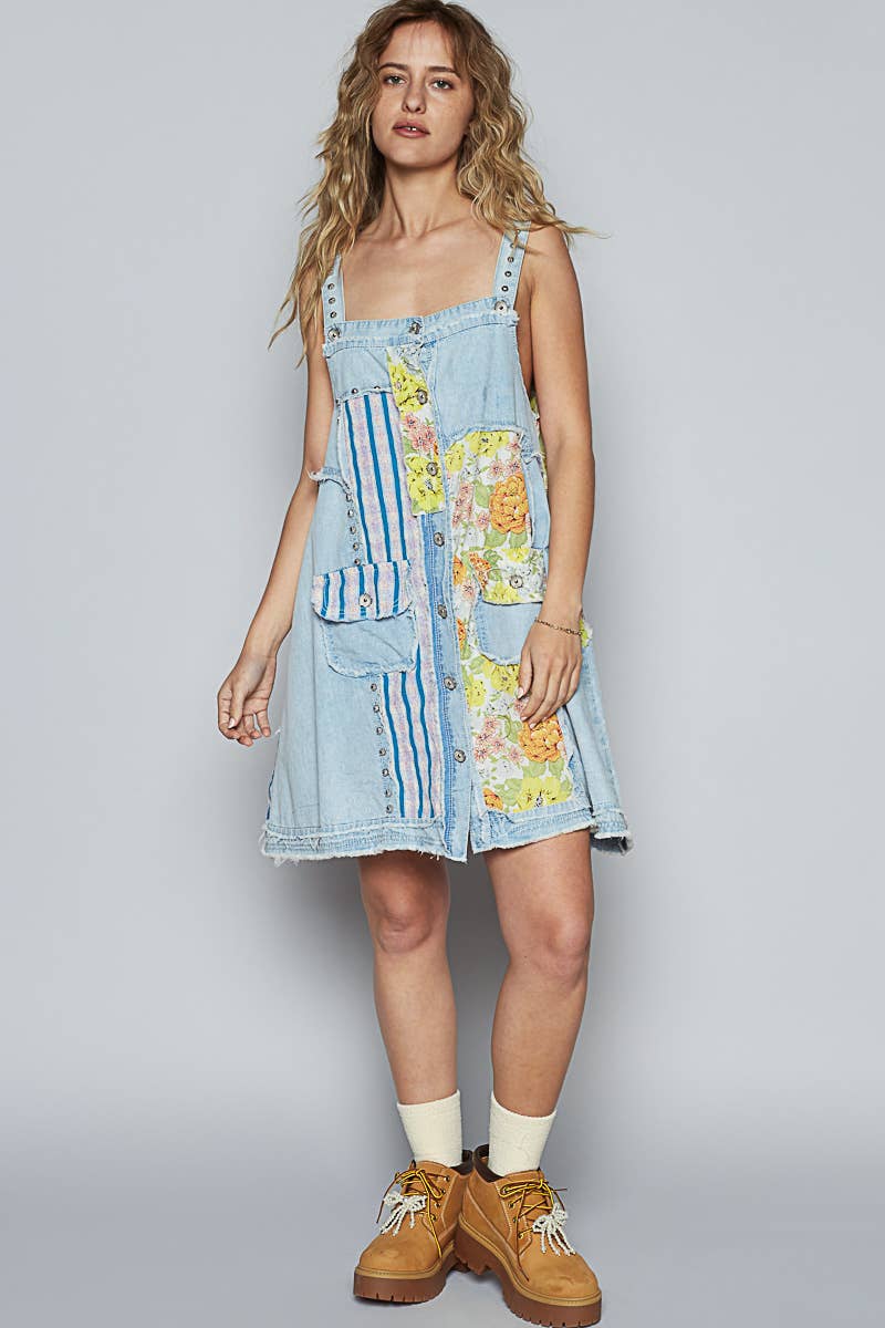 Pol Clothing - Floral print contrast twill mini dress
