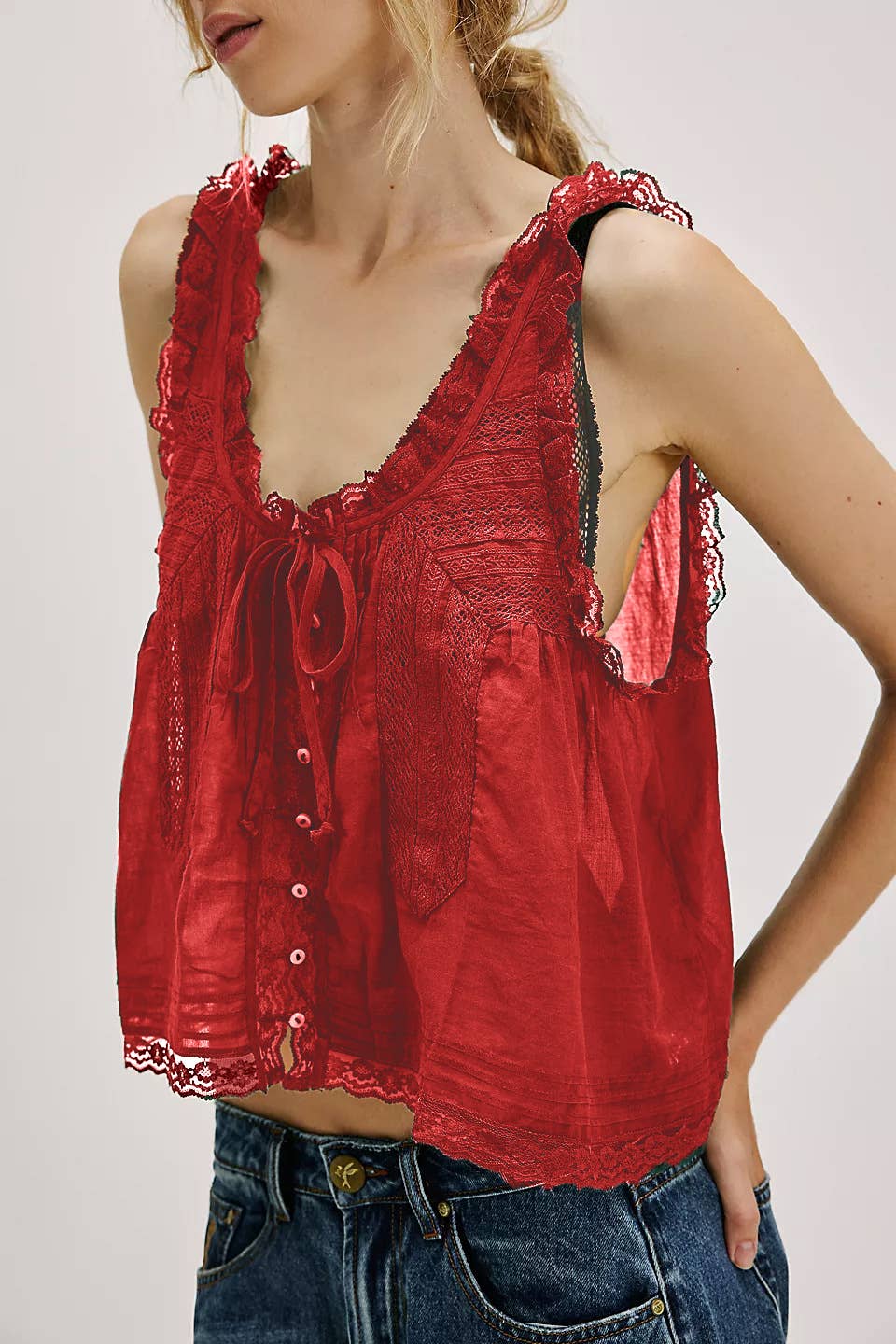 Rosa Clothing - Y2K Sexy Lace Patchwork Buttons Camisole